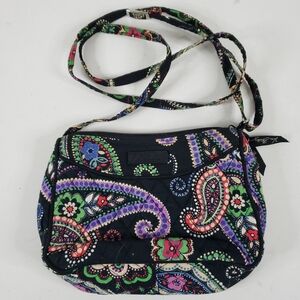 Retired Vera Bradley Black Multicolor "Kiev Paisley" Mini Crossbody Purse Bag